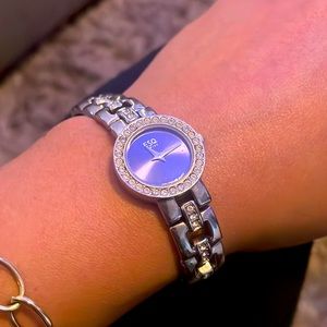 ESQ SWISS WATCH silver and cz diamonds great condition!